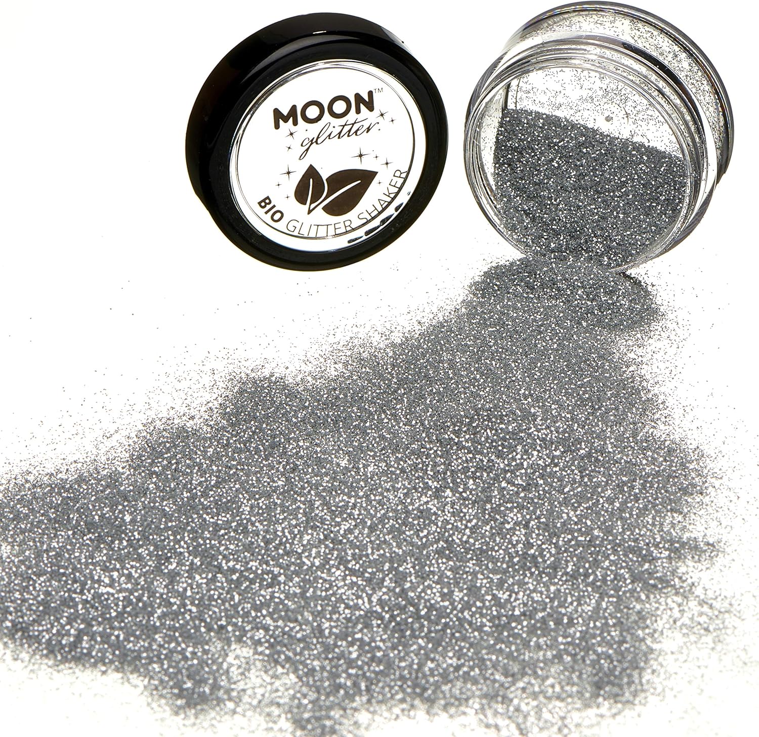 Biodegradable Eco Glitter Shakers by Moon Glitter - Silver - Cosmetic Bio Festival Makeup Glitter for Face Body, Nails, Hair, Lips - 5g - Image 4