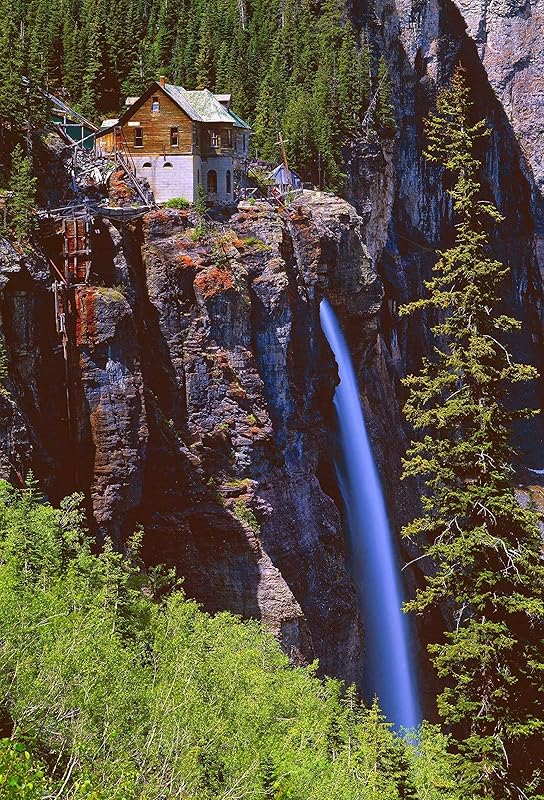 Colorado Waterfall Ames River Telluride Scenic View Canvas Fall Colors