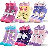 ANTSANG Kids Girls Toddler Unicorn Ankle Socks Cute Silly Cartoon No Show Funny Novelty Fashion Cotton Socks 6 Pairs