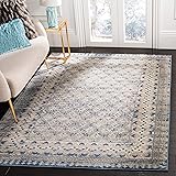 SAFAVIEH Brentwood Collection Area Rug - 9' Square, Light Grey & Blue, Traditional Oriental Distressed Design, Non-Shedding & Easy Care, Ideal for High Traffic Areas in Living Room, Bedroom (BNT899G)OEKO-TEX STANDARD 100