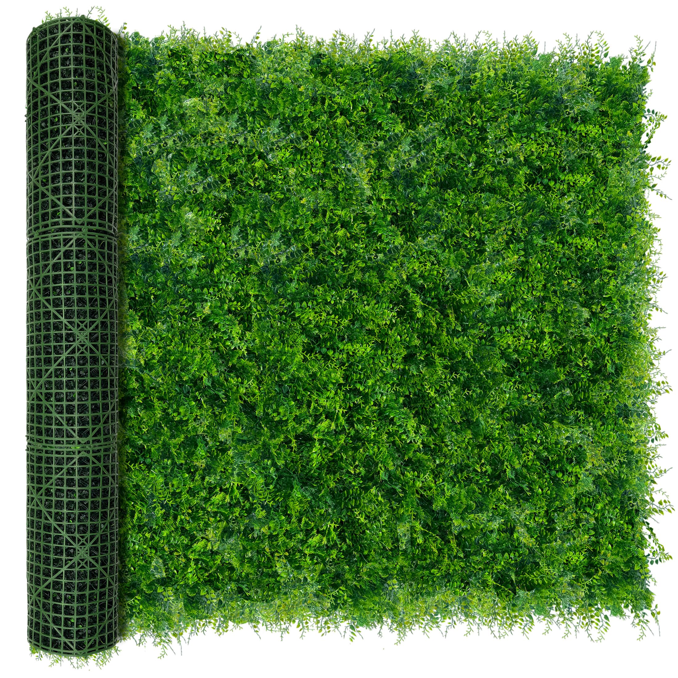 Photo 1 of DOPGIB Greenery Faux Grass Wall Backdrop 60"x128" (53.5 SQFT) UV-Anti Artificial Green Boxwood Panel for Patio Balcony Privacy & Ivy Fence Covering Privacy, Garden, Backyard Wall Backdrop Decor