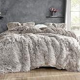 are You Kidding Coma Inducer Oversized Queen Comforter Set Frost Chocolate | Shaggy fluffy plush comforter set with premium bedding materials for Coma Worthy Sleep.