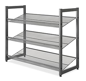 Whitmor Steel Mesh 3-Tier Shoe Rack Gunmetal