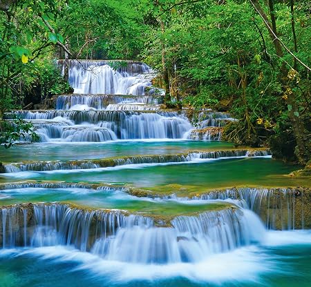 Murimage Papier Peint Chute Deau 274 X 254 Cm Jungle Cascade Forêt Rivière Thaïlande Asie Photo Mural Wallpaper Tableaux Muraux Déco Colle Y Compris