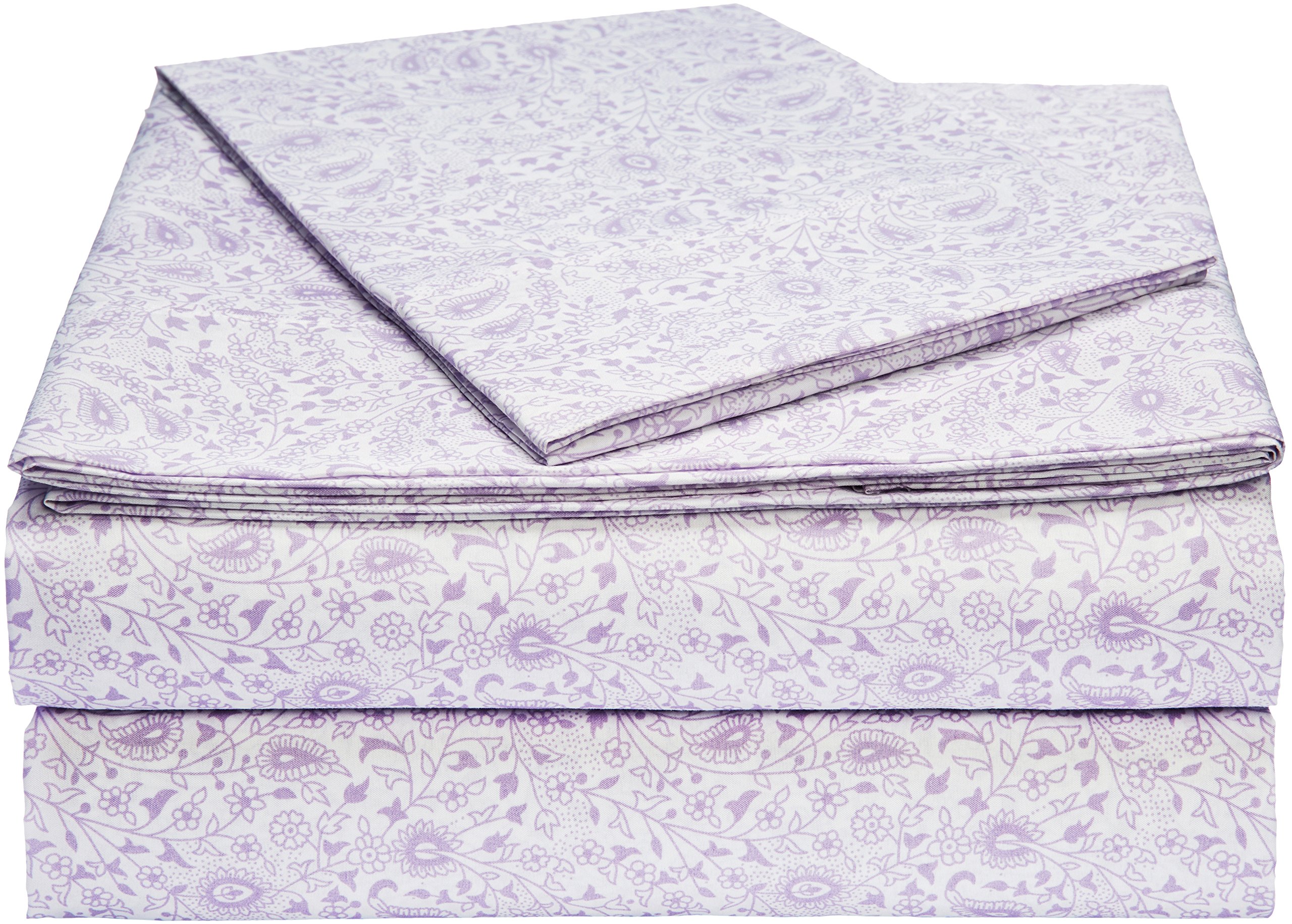 Photo 1 of Amazon Basics Lightweight Super Soft Easy Care Microfiber Bed Sheet 3 Piece Set with 14" Deep Pockets - Twin XL, Lavender Paisley