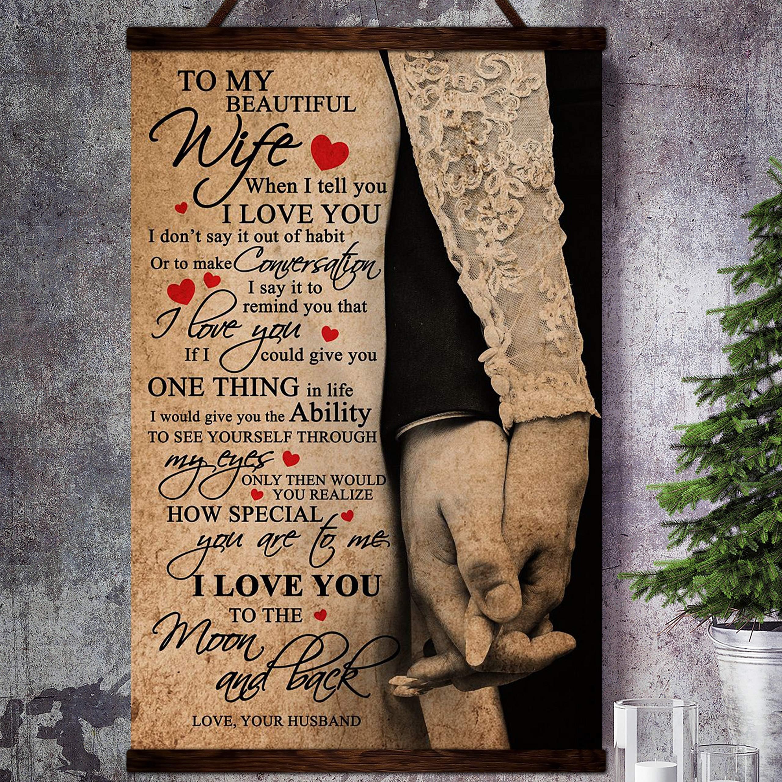 Zcocos Family Canvas Poster to My Beautiful Wife When i Tell You i Love You to The moom and Back Love Your Husband