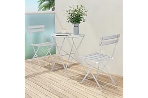 Grand patio 3-Piece Bistro Set Folding Outdoor Furniture Sets with Premium Frame Portable Design for Bistro & Balcony, White