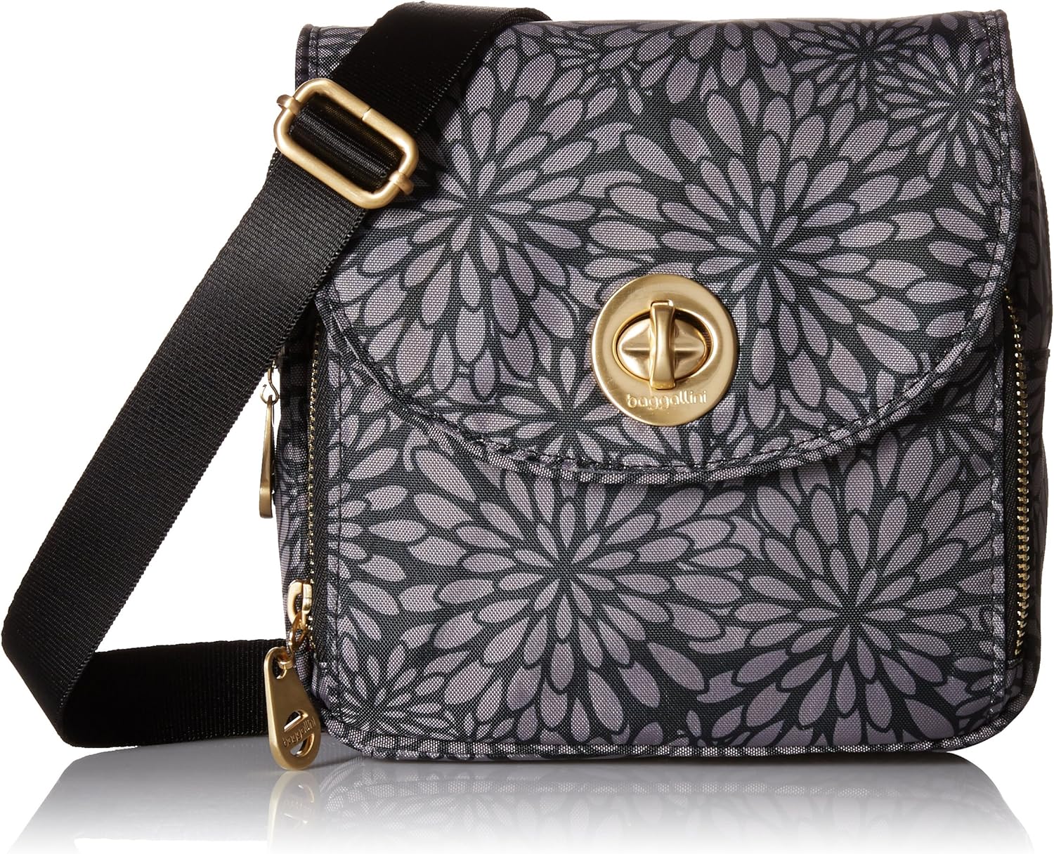 Baggallini Kensington Mini Crossbody Gold Hardware, Pewter Floral Ropa, Zapatos