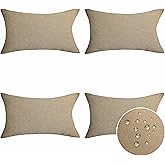 Home Brilliant Lumbar Pillow Outdoor Pillows for Patio Couch Throw Pillow Covers, 12x20 inch, Set of 4, Linen