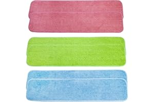 LTWHOME 24" Multi-Color Combination Microfiber Commercial Mop Refill Pads Fit for Wet or Dry Floor Cleaning (Pack of 6)