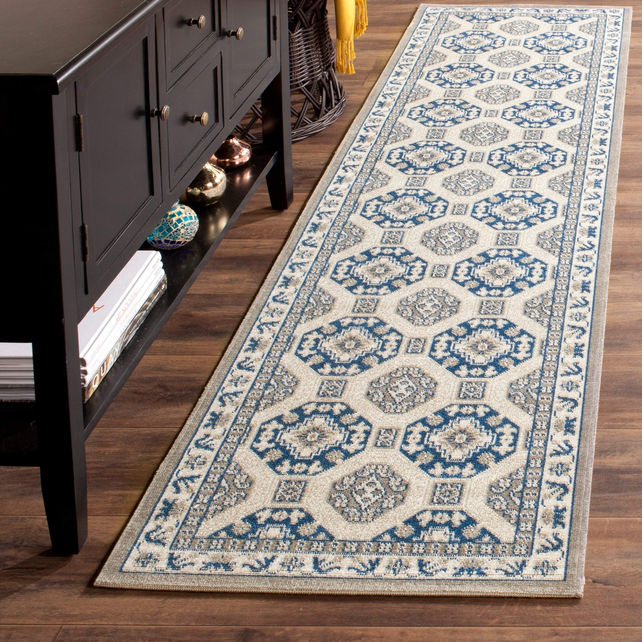 Safavieh Traditional Indoor Woven Runner Area Rug, Patina Collection, PTN320, in Blue / Ivory, 66 X 244 cm for Living Room, Bedroom or Any Indoor Space — image 1