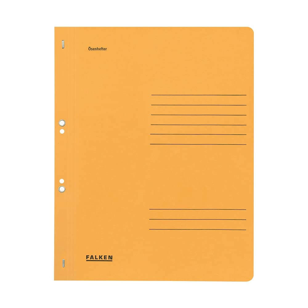 Exacompta - Ref 80003908001F - FALKEN - Eyelet Full-Cover Flat Files - A4 (210 x 297mm) in Size, 250gsm Recycled Manilla, Holds Up to 200 Sheets - Yellow (Pack of 50)