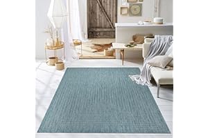 Adiva Rugs Outdoor Indoor Area Rug, Weather Resistant, Easy to Clean, Stain Resistant Floor Mat for Dining Room, Backyard, Deck, Patio (Aqua Weiss, 6' x 9')