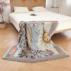 Shesyuki Boho Throw Blanket Reversible Cotton