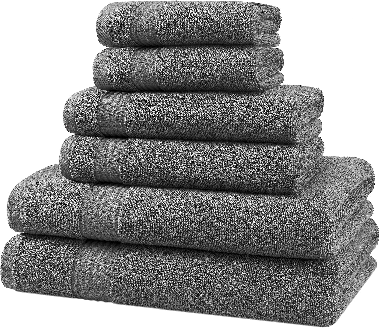 Super Absorbent and Soft Hotel & Spa Quality, Cotton, 6 Piece Turkish Towel Set for Kitchen and Decorative Bathroom Sets Includes 2 Bath Towels 2 Hand Towels 2 Washcloths, Charcoal Grey: Home & Kitchen