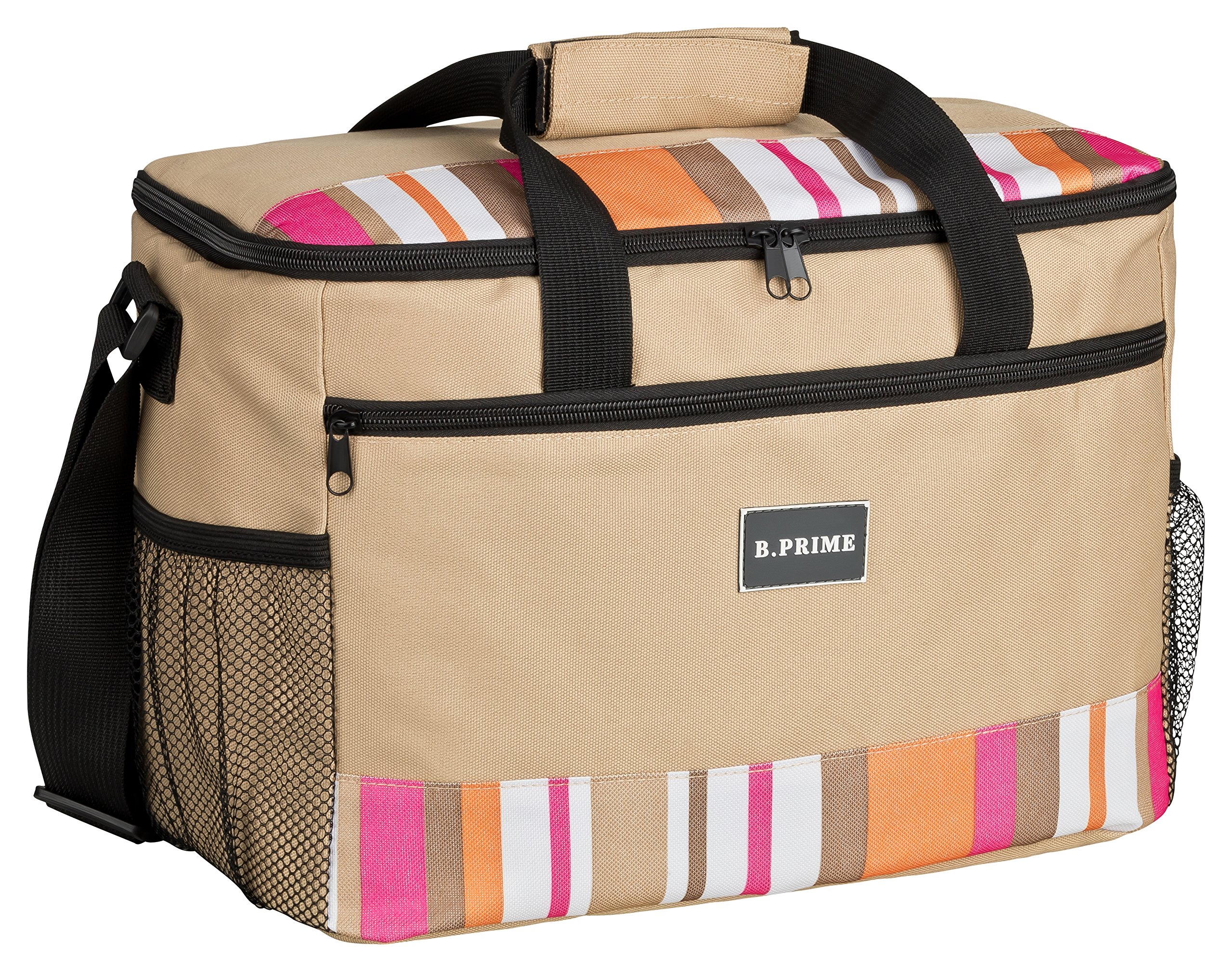 B.PRIME 20L Insulated Cool Bag - Beige, 36 x 26 x 22 cm - Spacious Lunch Cooler Bag - Lightweight for Picnics, BBQ, Camping, Beach, Sport โ image 1
