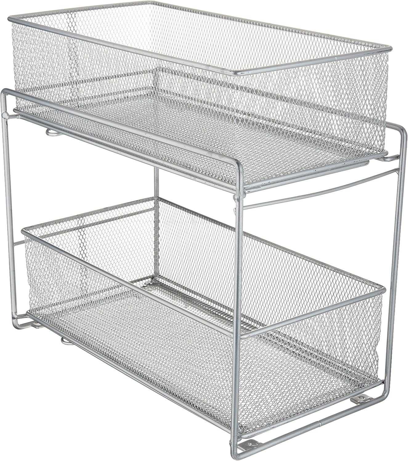Amazon Com Org 2 Tier Mesh Steel Mesh Double Sliding Cabinet Basket In Silver 1 Silver