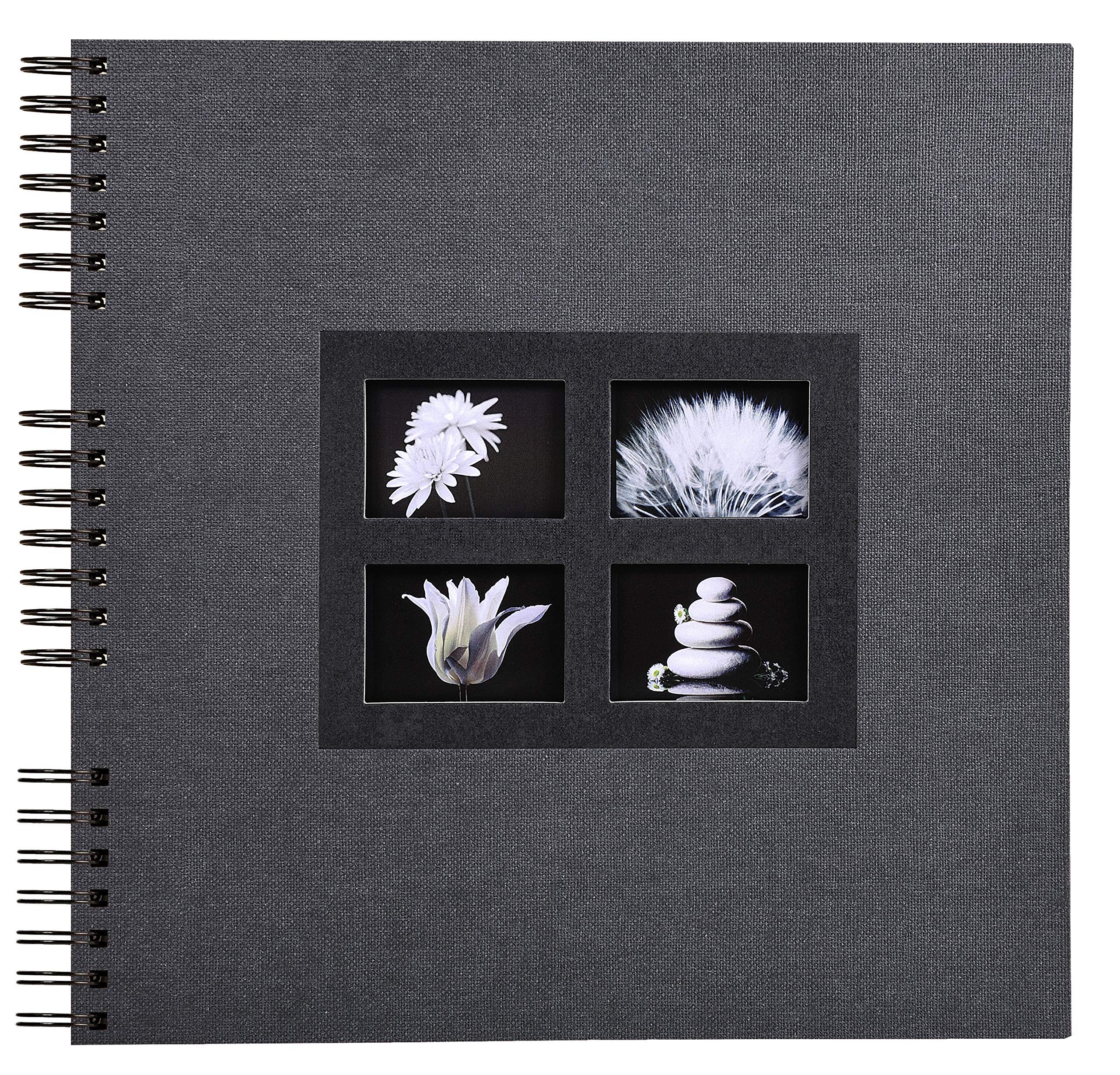 Exacompta - Ref 16841E - Passion Wire Bound Photo Album - 32 x 32cm in Size, 60 Black Thick Card Pages, Holds Up To 360 Photos, Suitable for Scrapbooking - Black Cover