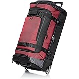 Amazon Basics Ripstop Wheeled Duffel, 35 Inch - Red