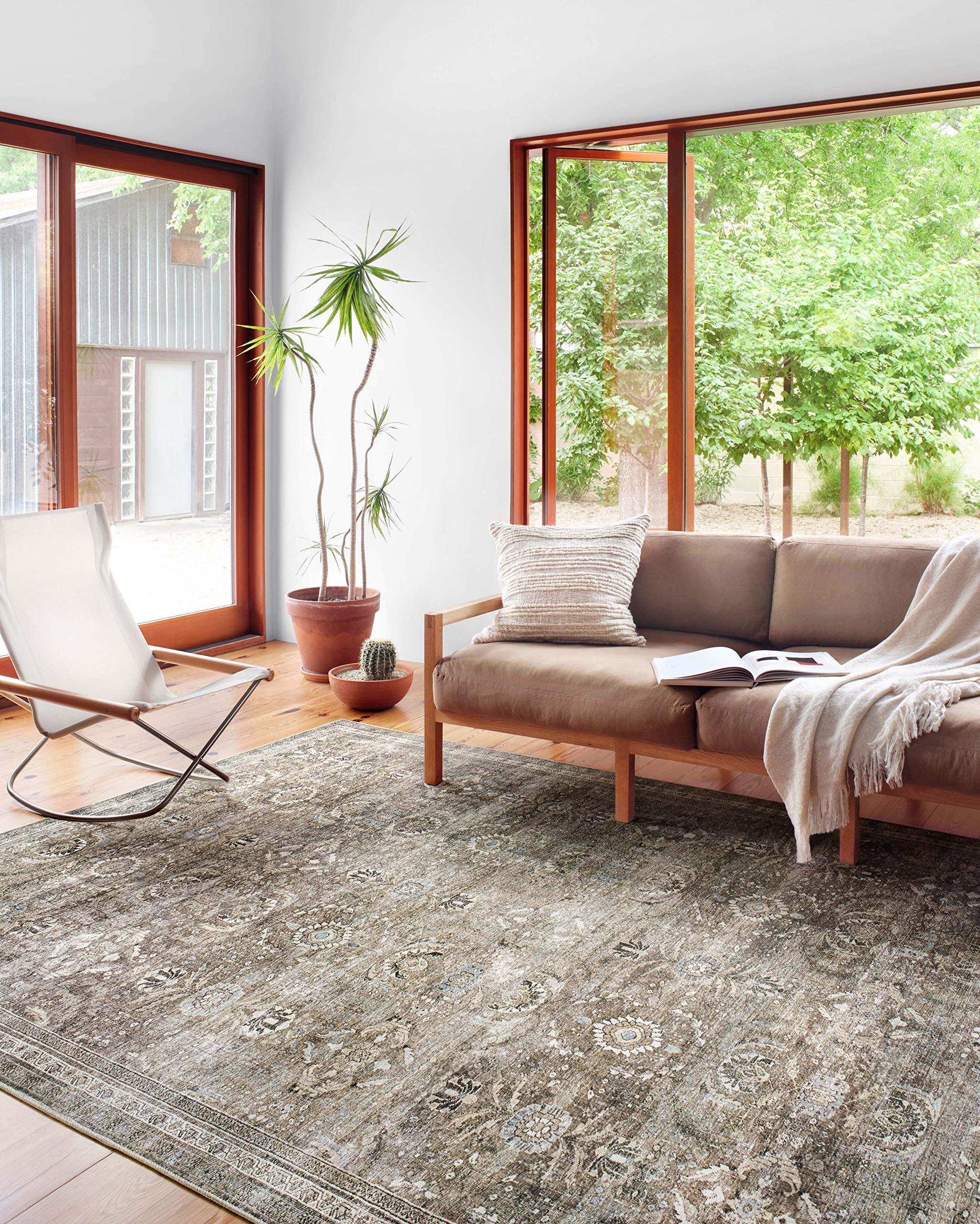 Photo 1 of Loloi Layla Collection LAY-13 Antique/Moss 9'-6" x 14' .13" Thick Area Rug, Soft, Durable, Vintage Inspired, Distressed, Low Pile, Non-Shedding, Easy Clean, Printed, Living Room Rug