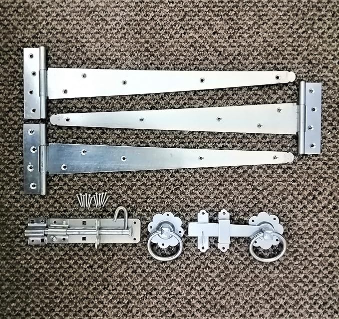 Tee Hinge (3) 18" 450mm Wooden Gate Fitting Kit Garden Gate Ironmongery