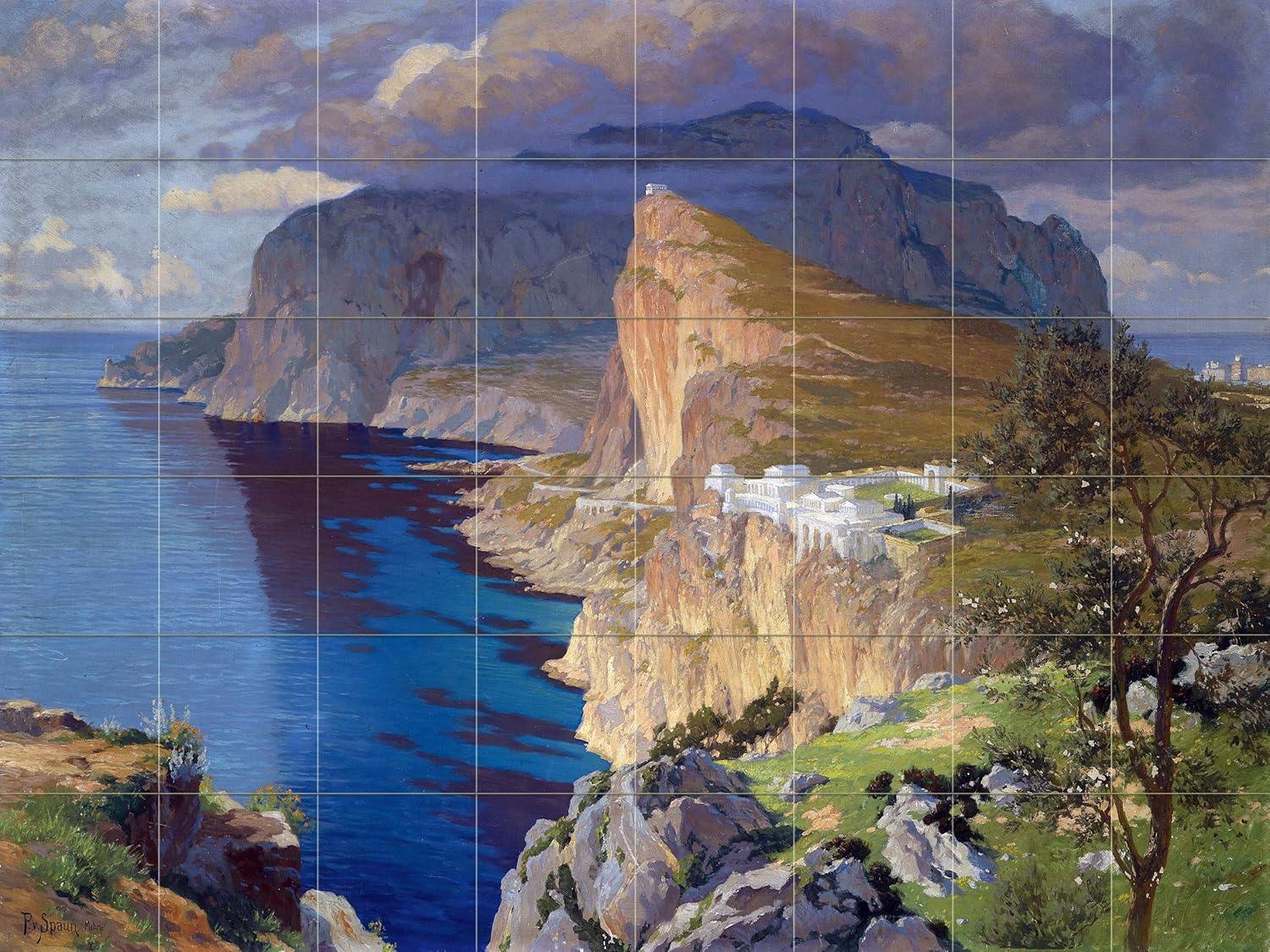 Sea Rocks View of the Villa Jovis P. Spaun Tile Mural Backsplash Marble Ceramic - Picture 38 of 41