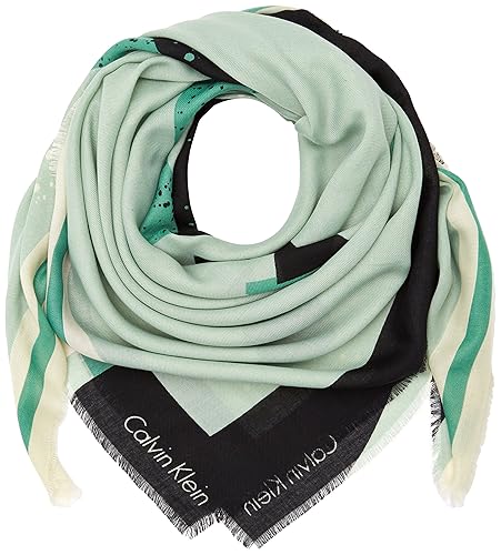 Calvin Klein Damen Schal NO4H Scarf, Grün (Aqua Multi 901), One size