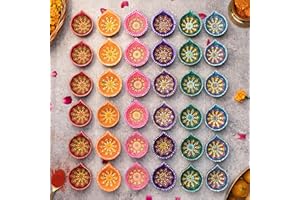 LETZ CELEBRATE (Pack of 36) Clay Diyas with Cotton Wicks, Diwali Decorations for Home, Mitti Diyas for Pooja, Indian Pooja Decor for Mandir, Diwali Gift, Earthen Lamp for Navratri Dussehra, Party Favors