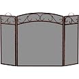 3-Panel Wrought Iron Metal Fireplace Screen 48(L) X 30(H) Spark Guard Cover In B