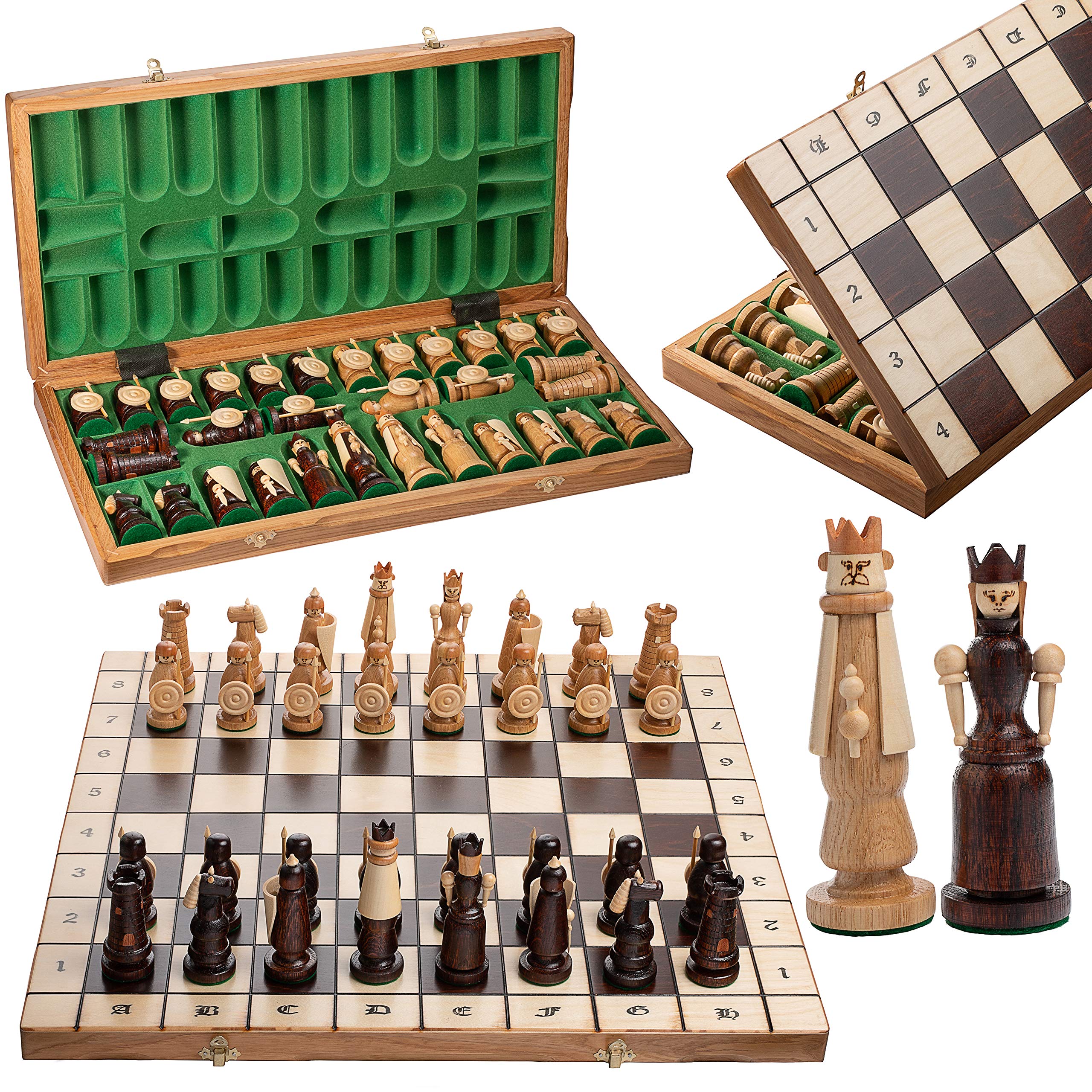 Exclusive MAGNAT 56cm / 22in Unique Medieval Wooden Chess Set