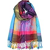 Colorful Elephant Peacock Feather Pashmina Scarf Shawl Wrap