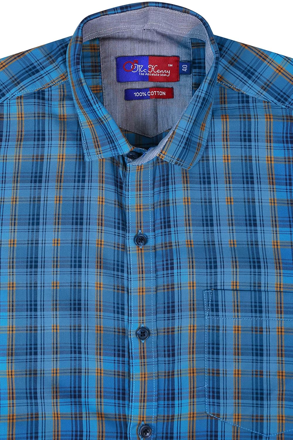 mchenry mens pure cotton regular fit checkered casual shirt