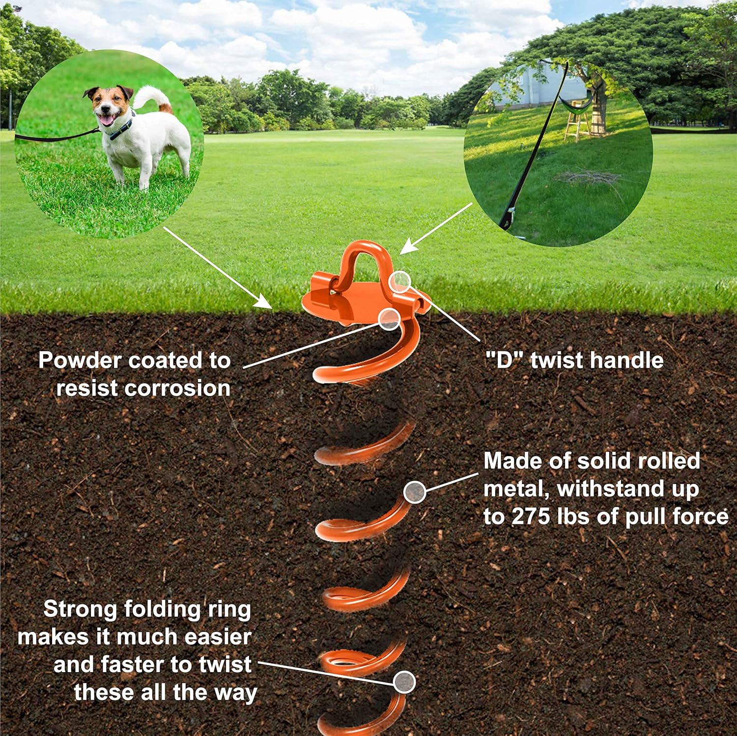 Trampoline Anchor Stakes for Anchor Swings Set Down Bonus tieDowns for