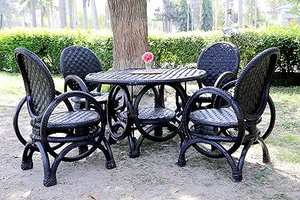 DeDzines Handcrafted Unique Dining Set (Matte, Black) for Home Decor/Office/Garden/Corporates/Restaurant/Hotels