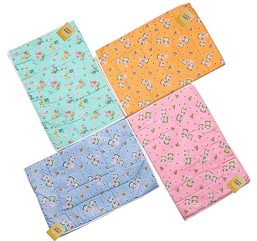 Fareto New Born Baby After Bath Oil Massaging & Diaper Changing Sheets Washable and Reusable with One Sided Cotton(0-6 Months)