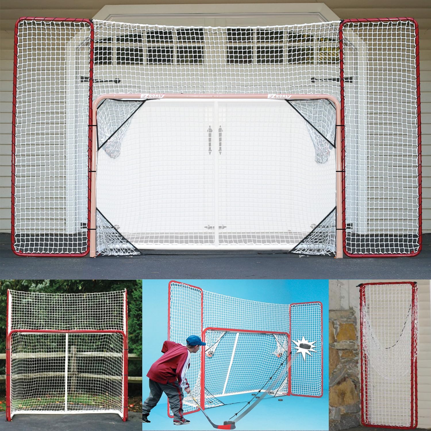 EZGoal Hockey Backstop Kit with Targets, Red/White : Hockey Goal Targets : Sports & Outdoors