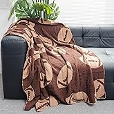 Cozy Football Throw Blanket, Lightweight Soft Sports Bedding for Adults Warm Plush Reversible Rugby Game Blanket Great Holiday Throw Blanket for Bed Sofa, Dark Brown, 51x63 inches