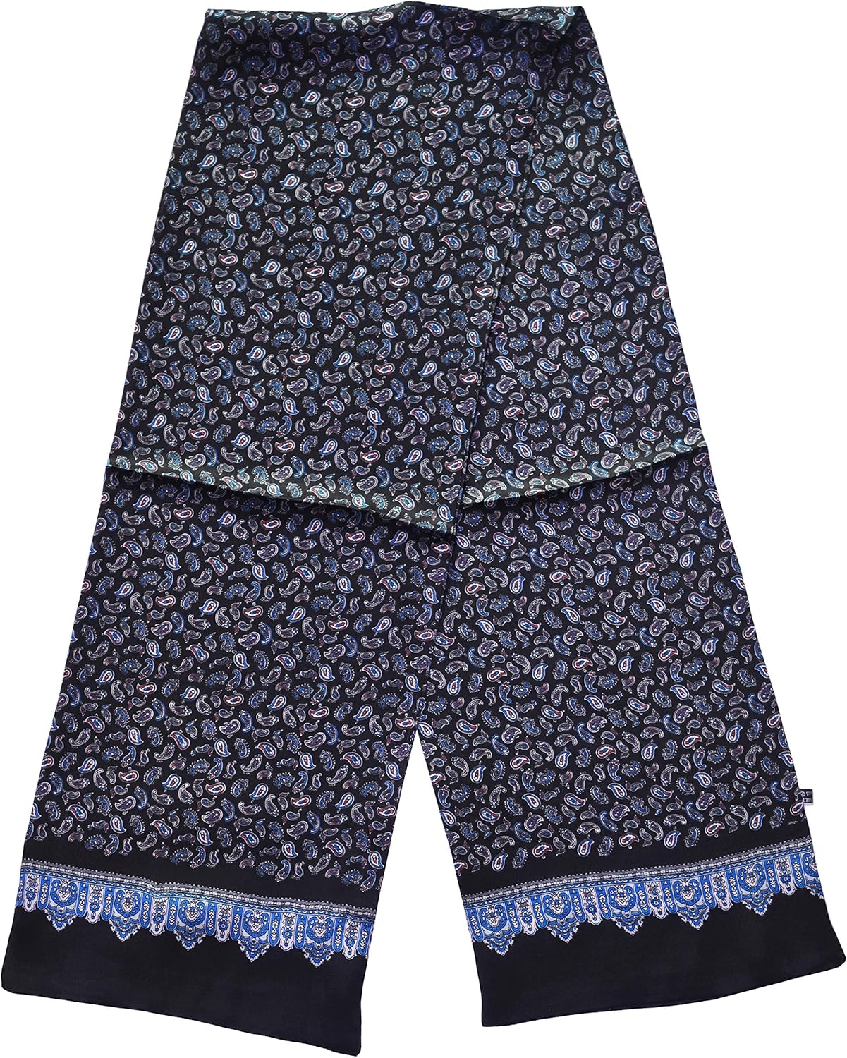 Ellettee, 63" x 11" Man's 100 Pure silk scarf wrap Accessory gift (Paisley BlackBlue) at  Women’s Clothing store