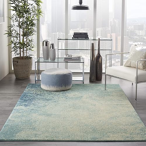 Nourison Area Rug, Passion , Modern Abstract, Navy/Light Blue, 5'3" x 7'3" (5x7), 5'3"X7'3",