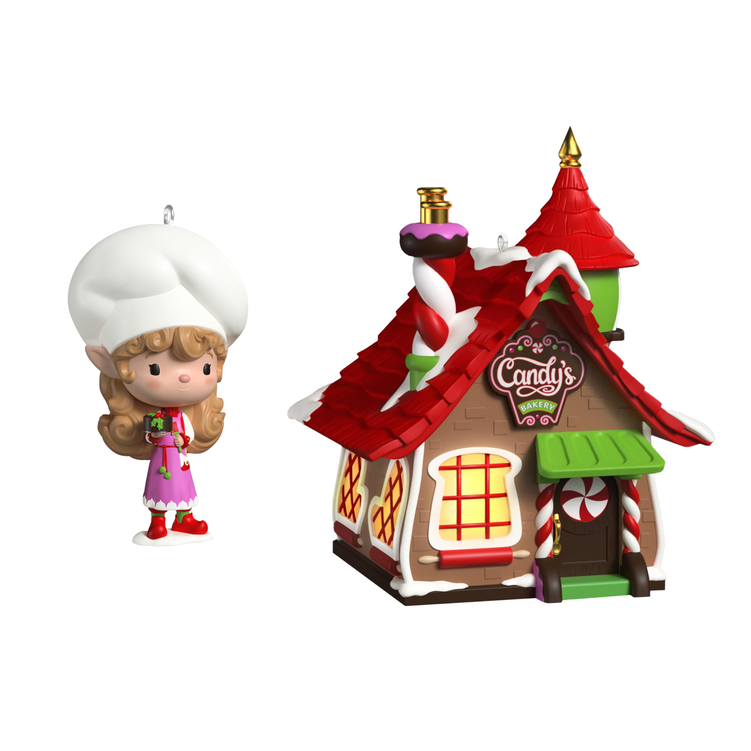 Hallmark Keepsake Christmas Ornaments 2025, Welcome to Elfville Candy’s Bakery, Set of 2, Gifts for Christmas Lovers
