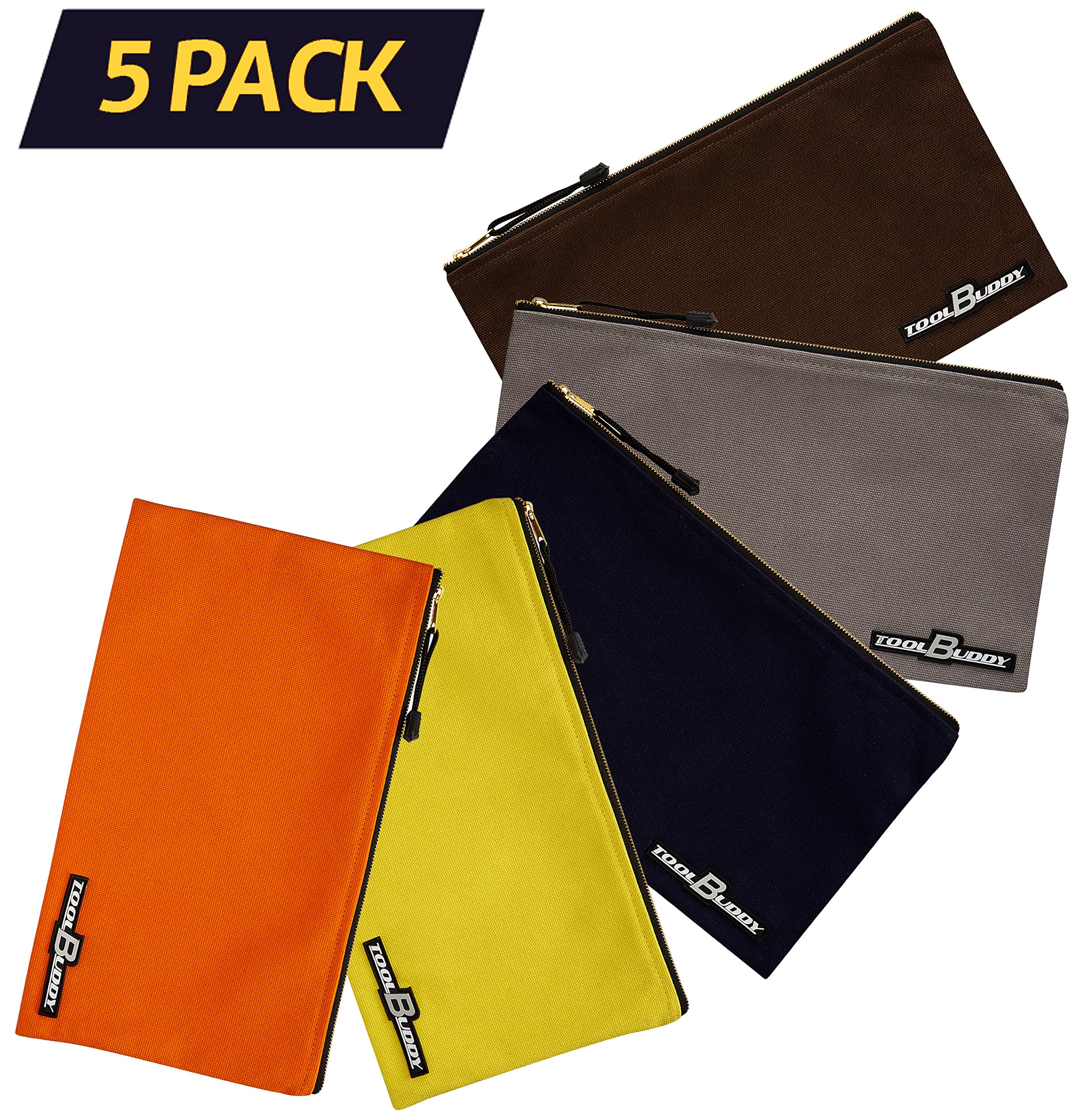 5 Pack Canvas Tool Bags Heavy Duty 16 oz. MultiPurpose Tote Bag BEST