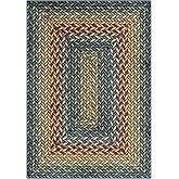 Maples Rugs Marion Bohemian Braided-Style Print Area Rug – Made in USA – Washable, Non-Slip Low-Profile Small Indoor Rug for Entryway & Kitchen, 46" x 30", Multi-Color