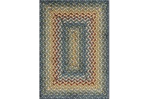 Maples Rugs Marion Bohemian Braided Design Print Area Rug – Made in USA – Washable, Non Slip Indoor Carpet for Entryway, Foyer, Kitchen, and Bathroom, 46" x 30", Multi-Color