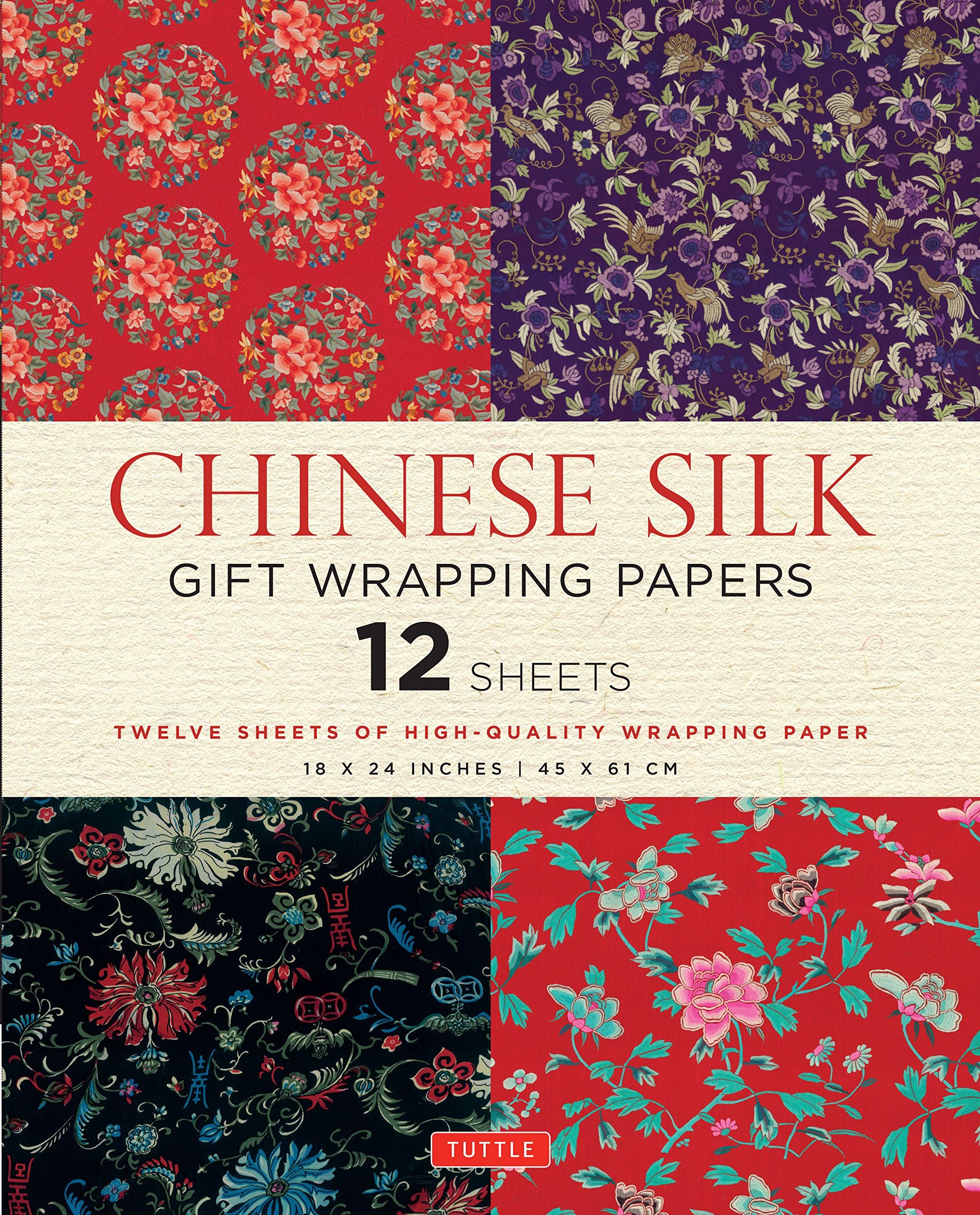 Chinese Silk Gift Wrapping Papers: 12 Sheets of 18 x 24 inch Wrapping Paper