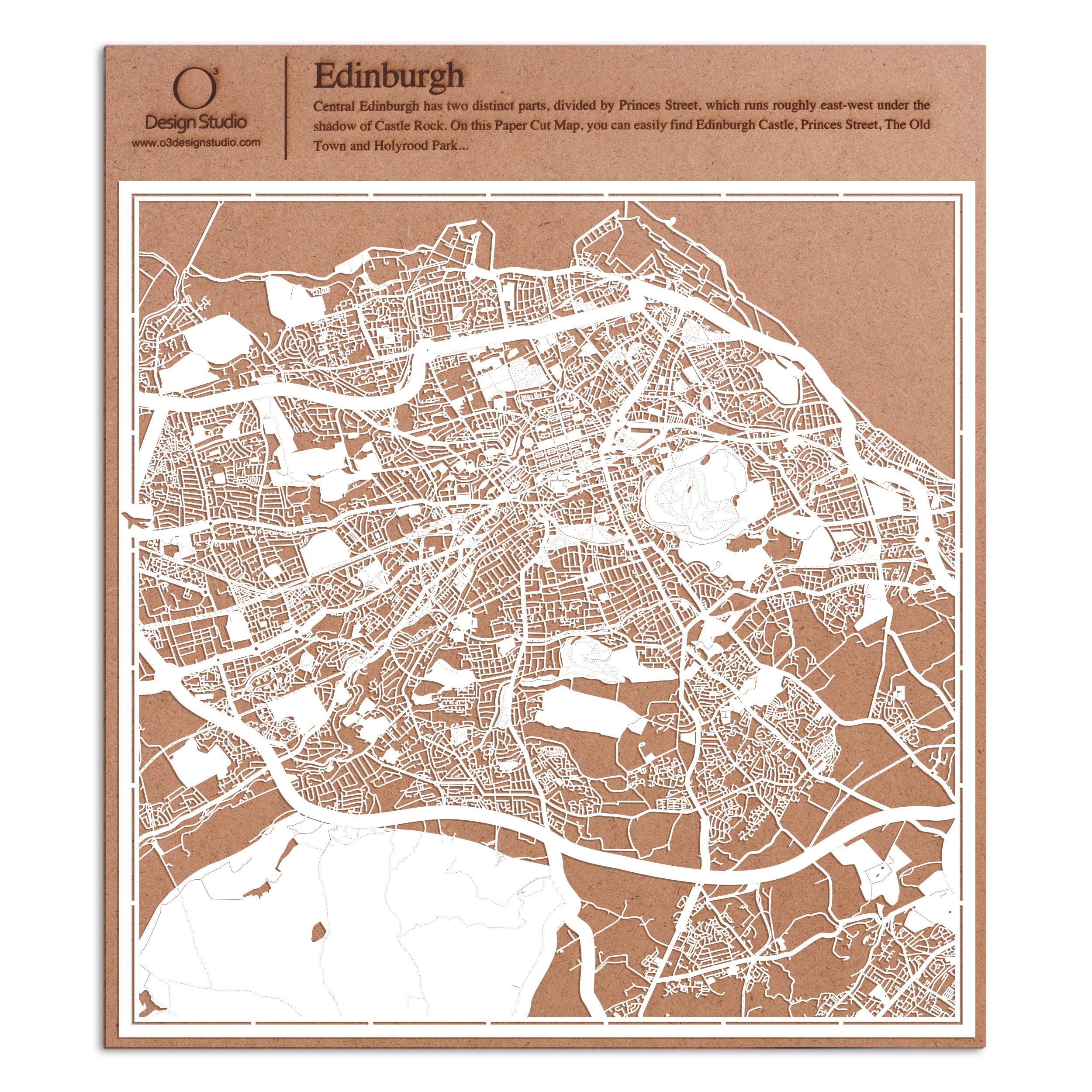 Edinburgh Paper Cut Map White 30x30 cm Paper Art