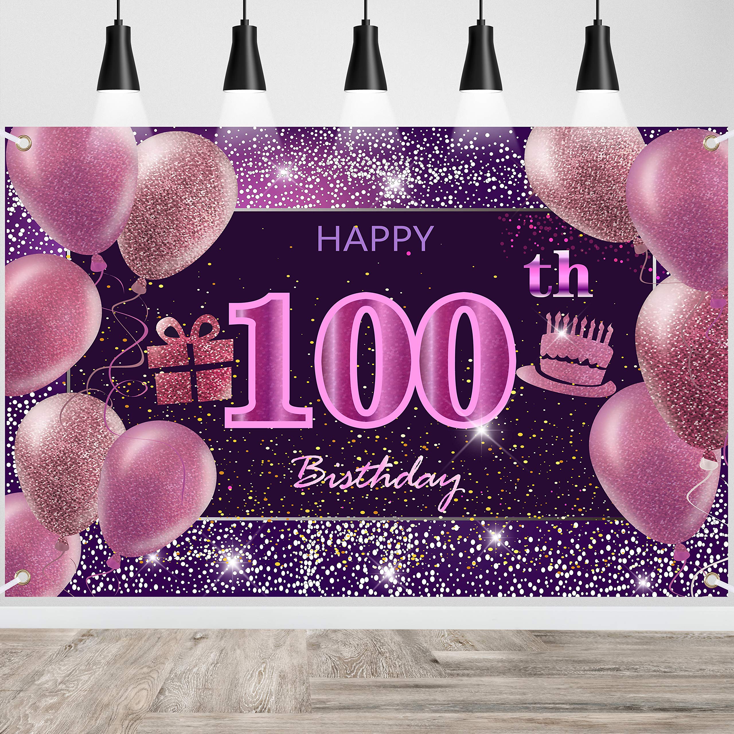 IMISI Happy Birthday Banner - Pink Birthday Backdrop Decorations for a Party
