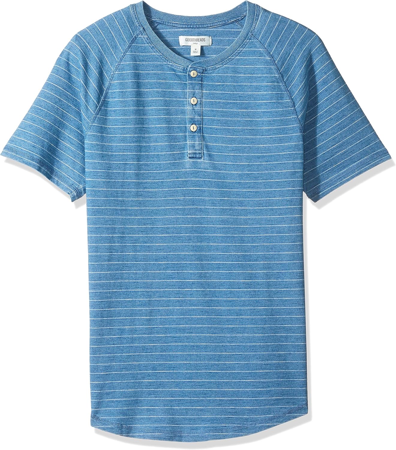  Brand - Goodthreads Men's Short-Sleeve Indigo Henley: Clothing