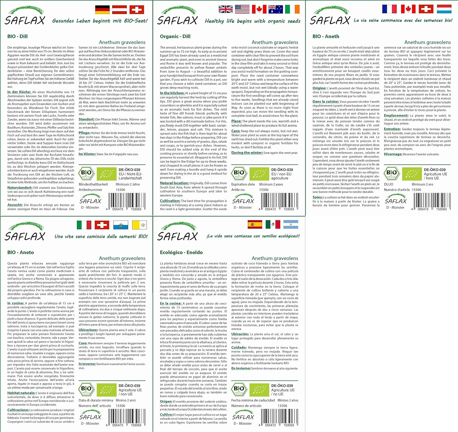 SAFLAX - Ecológico - Eneldo - 700 semillas - Anethum graveolens ...