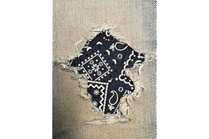 HOLEYPATCHES Bandana Fabric Peek-A-Boo Iron ON Patches by Holey Patches in Assorted Colors/Sizes (Navy Blue, 4" x 7" (Set of 2))