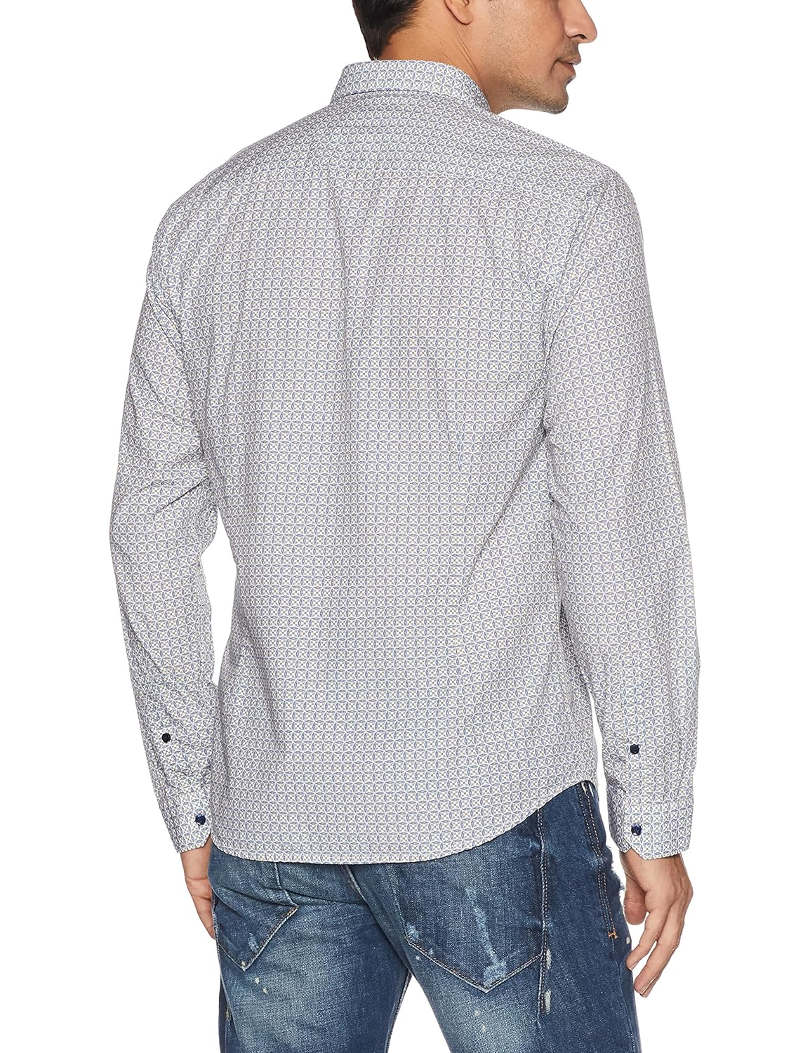 van heusen men's printed slim fit cotton casual shirt